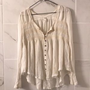 Free People white button up flowy blouse